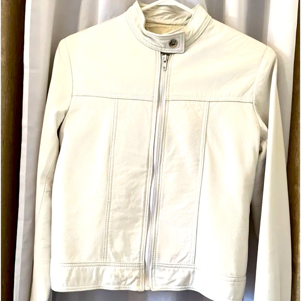 Anne Hung white motorcycle jacket